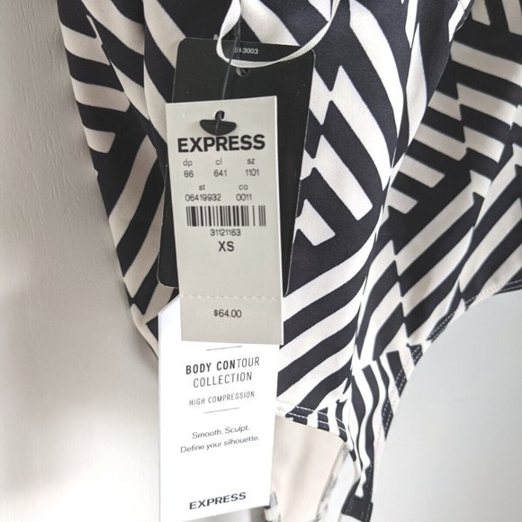 Express Black and White, Geometric Bodysuit - Picture 3 of 3